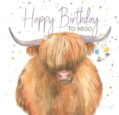 Highland Cow Pun Birthday Card Happy Birthday To Moo Etsy
