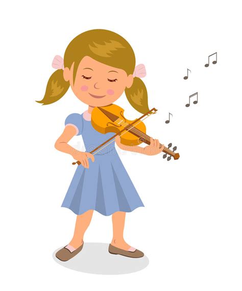 Cute Girl Playing The Violin Isolated Character Girl With A Violin On