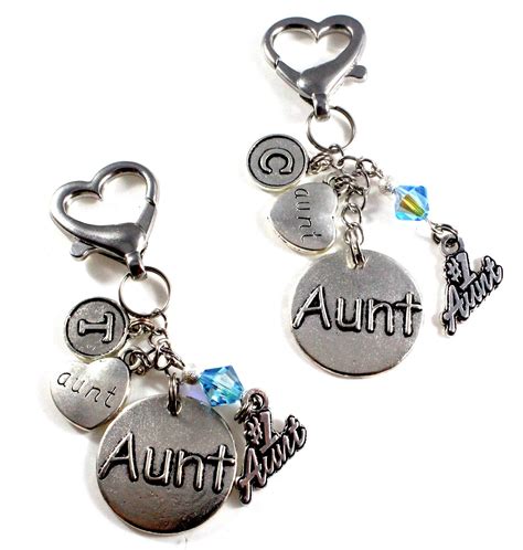 Personalized Aunt Gifts Purse Charm Keychain Zipper Pull Etsy