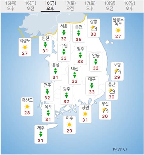 오늘날씨 폭염·열대야 지속전국 곳곳 돌풍·천둥번개 동반 강한 소나기 푸드경제신문 Organiclife