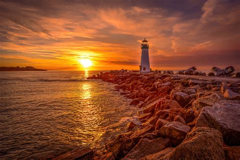 The Lighthouse Sunrise Sunset Ocean Sky Sea Photos