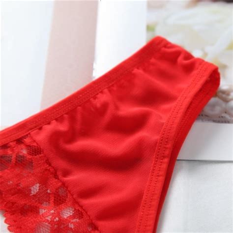 New Women Sexy Thong See Through Lace Open Crotch Panties Female