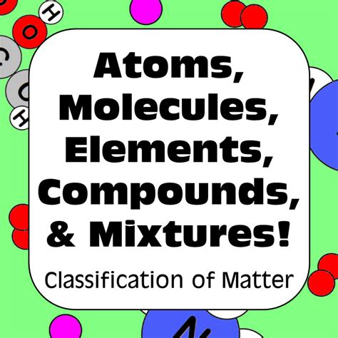 Atoms Molecules Elements Compounds And Mixtures Classification Of Matter