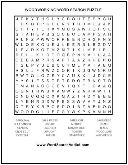 Woodworking Printable Word Search Puzzle Word Search Addict