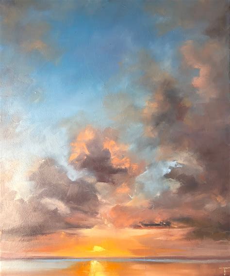 Original Seascape Oil Painting Sunset Oil Painting Modern Etsy