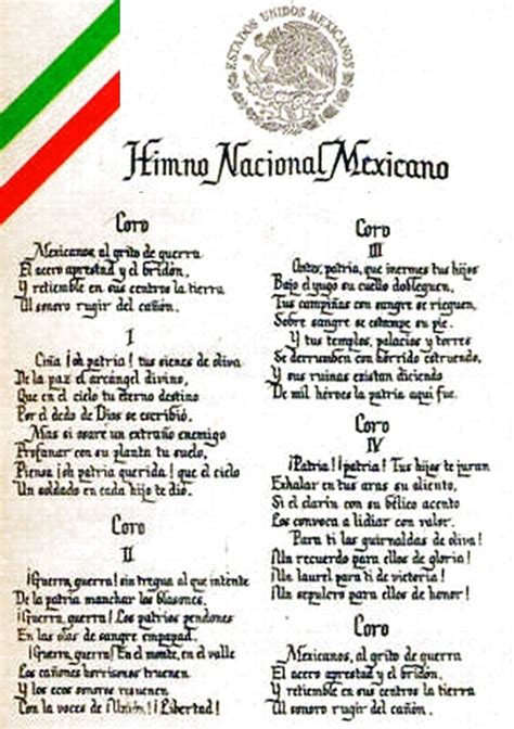 Himno Nacional Mexicano Letra Letra Completa Del Himno Nacional