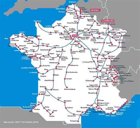 Treno Tgv Mappa Della Francia Tgv Francia Mappa Rail Europa