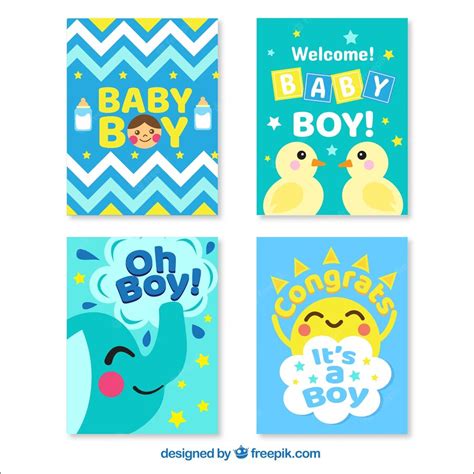 Premium Vector Blue Welcome Baby Card Designs