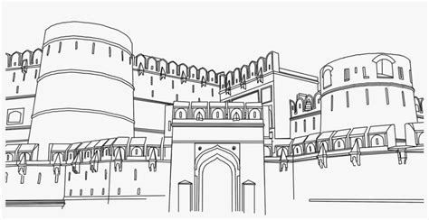 Agra Fort Line Drawing Red Fort Outline Drawing 1400x933 Png