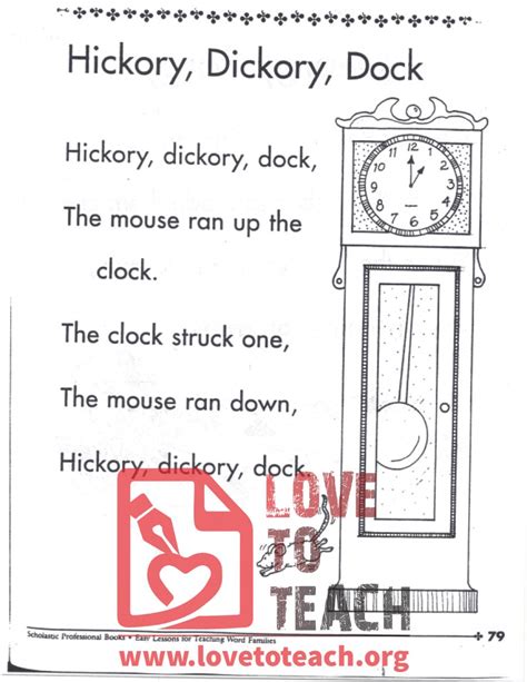 Hickory Dickory Dock Coloring Pages Fun And Educational Mouse Themed