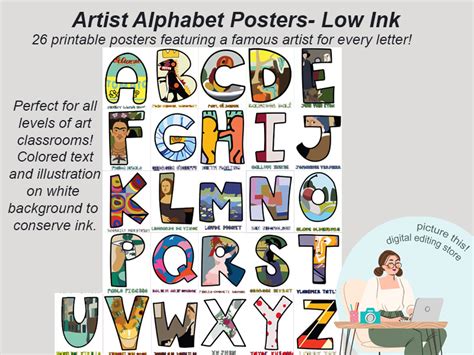Artist Alphabet Posters Abcs Art Class Decorations Printable Bulletin