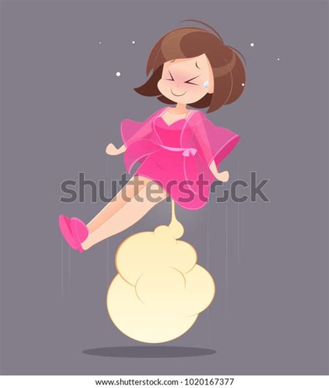 Cute Woman Pink Nightgown Farting Blank Stock Vector Royalty Free