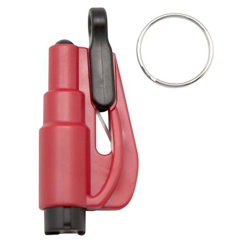 Red Key Chain Glass Breaker For Home And Car With Belt Cutter