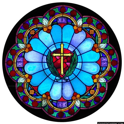 Cross stained glass designs are powerful, religious images, ideal for churches, personal prayer rooms or small chapels. "Golden Cross" Religious Stained Glass Window