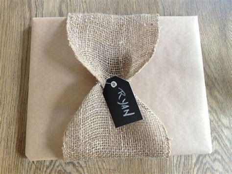 Neutral Wrapping Brown Paper Burlap Ribbon Chalk Tag T Wraping