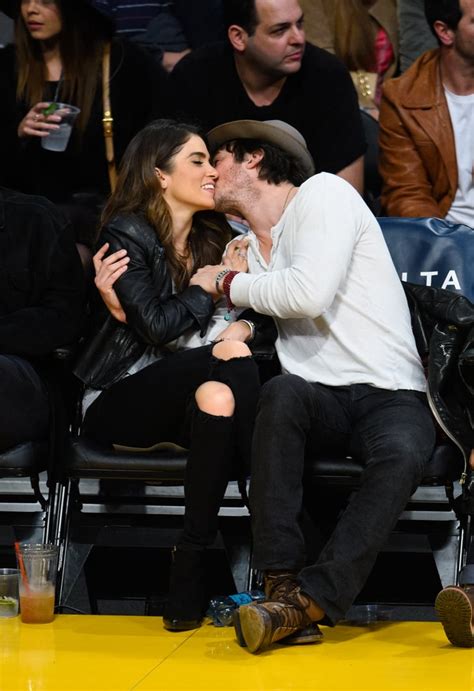 Ian Somerhalder And Nikki Reed Kissing At Lakers Game Popsugar