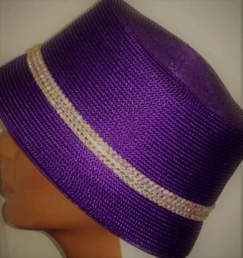 Purple Church Hat Women Small Brim Rhinestone Trim Purple Etsy
