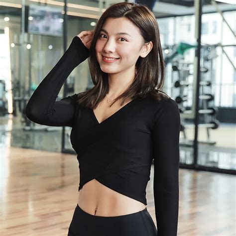 Sexy Bare Midriff Yoga Shirt Solid Ballet Top Slimming Workout Tee Long Sleeve Crop Tops T Shirt