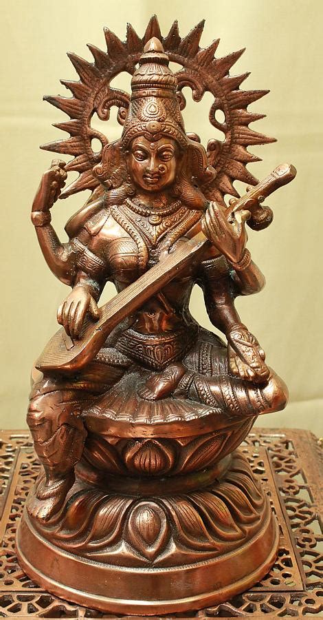 Saraswati is often worshipped by students, professionals, artists, and musicians seeking artistic and technical skills, academic strengths. Artistic Black Metal Large Statue of Goddess Saraswati Maa ...