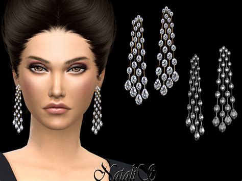 Cara cheat diamond mango live ungu. Oval and pear diamond chandelier earrings by NataliS at TSR » Sims 4 Updates