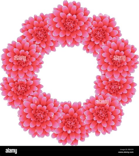 Pink Dahlia Wreath Mexicos National Flower Vector Illustration Stock