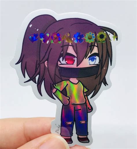 Girl With Face Mask Gacha Life Art Holographic Sticker Etsy
