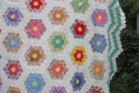 How to sew a grandmother s flower garden quilt youtube. Antique Grandmother's Flower Garden Quilt