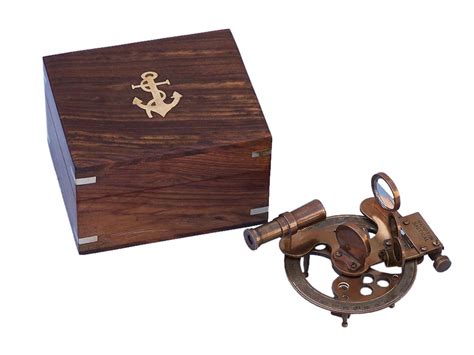 wholesale antique brass round sextant with rosewood box 4in hampton nautical