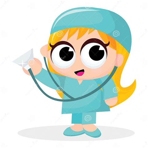 Cute Blonde Female Doctor Stock Illustration Illustration Of People