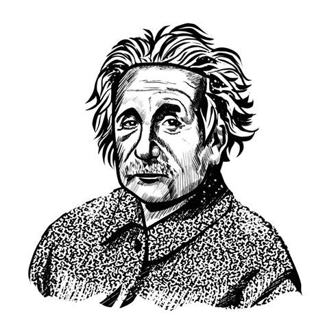 Albert Einstein Art Illustration Potrait Blanco Y Negro Surakarta Este