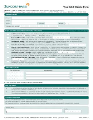 I lost my visa netspend debit card and need it replaced. Visa Debit Dispute Form - Suncorp Bank - Fill Out and Sign ...