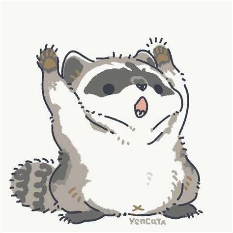 Cute Raccoon Drawing Cartoon Style