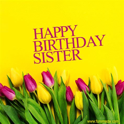 Birthday cake, postcard for your design. Happy Birthday Flowers GIFs — Download on Funimada.com