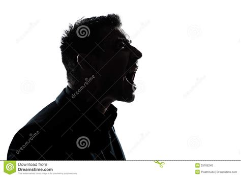 Silhouette Man Portrait Profile Screaming Angry Stock Photo Image Of