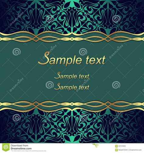 Elegant Ornate Background With Golden Borders And Place