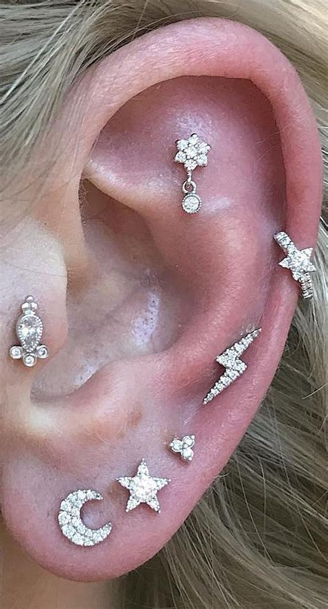 Cute Multiple Ear Piercing Ideas For Women Cartilage Tragus Helix