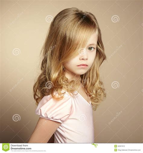 Portrait Of Pretty Little Girl Stock Photo Image Of Up