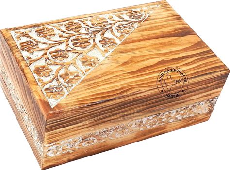 HIND HANDICRAFTS Wooden Box Funeral Cremation Urns For Human Ashes