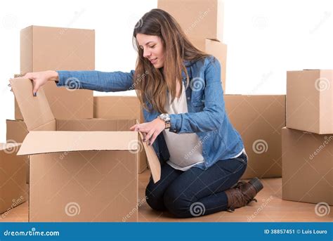 Girl With Boxes Stock Image Image Of Adult Casual Business 38857451