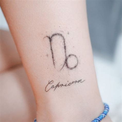 Capricorn Tattoo Minimal Zodiac Tattoo Realistic Temporary Etsy
