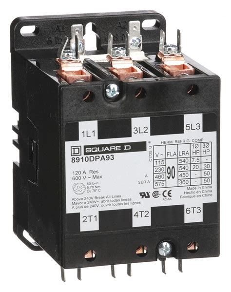 Square D Definite Purpose Magnetic Contactor 3 Poles 90 A Full Load Amps Inductive 120v Ac