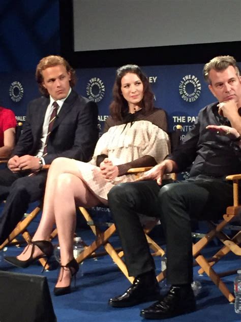 new pics of the cast and crew at the artistry of outlander exhibit panel at the paley center