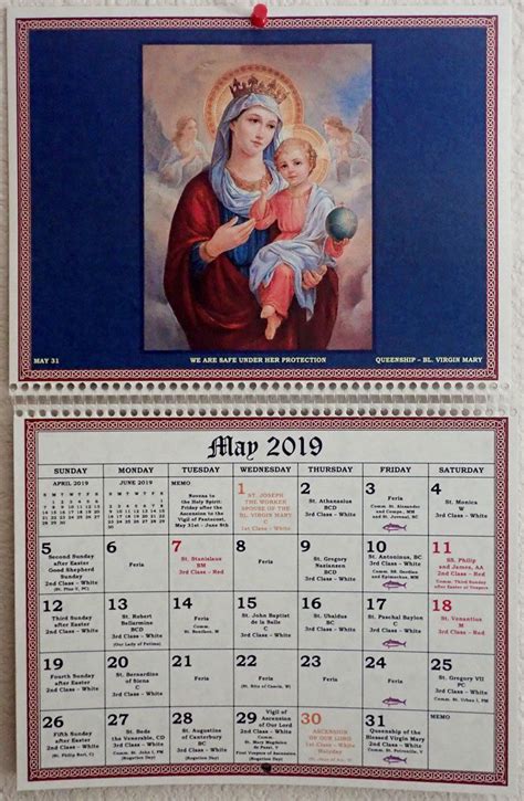 Catholic Traditional Calendar