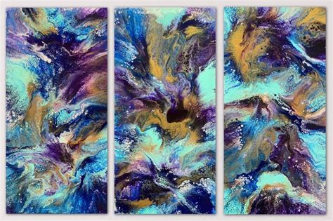 Gorgeous Triptych Paintingscolourful Abstractset Of 3 Etsy