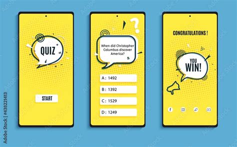 Quiz Online Game Interface In Paper Cut Style Yellow And Black Color