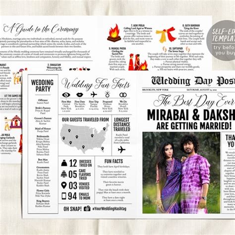 Editable Hindu Ceremony Program Hindu Wedding Program Indian Etsy