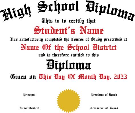 High School Diploma Template Personalized Graduation Free Svg File