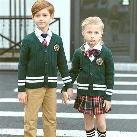 New Childrens School Uniform English Wind Academy V Collar Cardigan