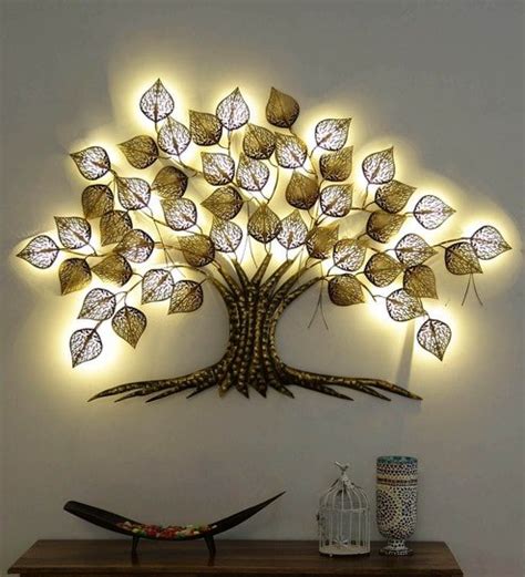 Multi Color Big Metal Tree With Led Light Wall Hanging Decor