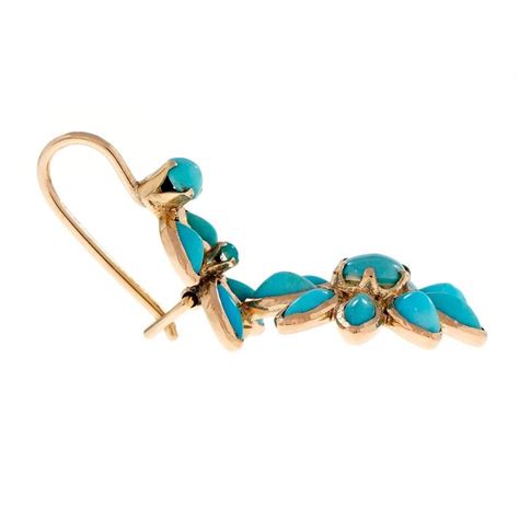 Natural Persian Turquoise Gold Dangle Earrings At 1stDibs